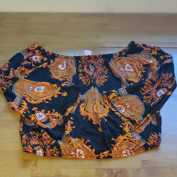 ⭐Chic Off-Shoulder Blouse with Orange Patterns - Picture 8 of 8
